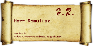 Herr Romulusz névjegykártya